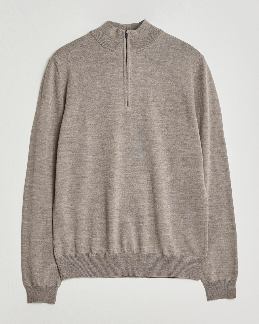 Men | Sweaters & Knitwear | J.Lindeberg | Kiyan Merino Half Zip Brindle Melange