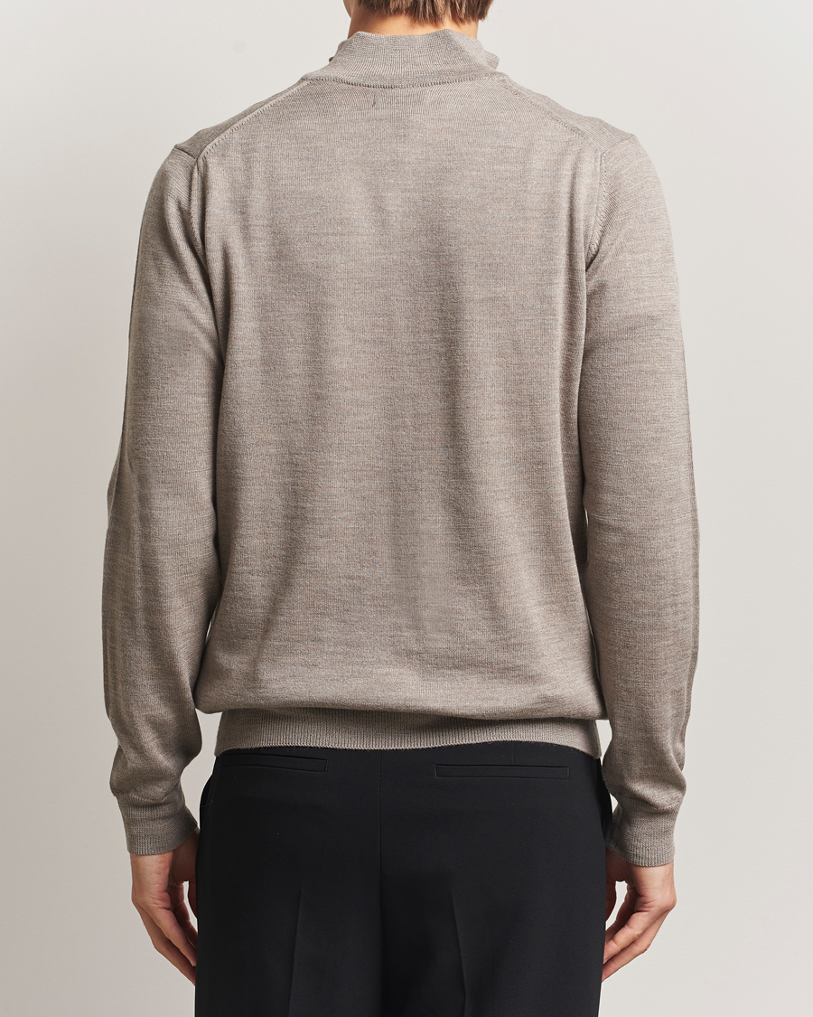 Men | Sweaters & Knitwear | J.Lindeberg | Kiyan Merino Half Zip Brindle Melange