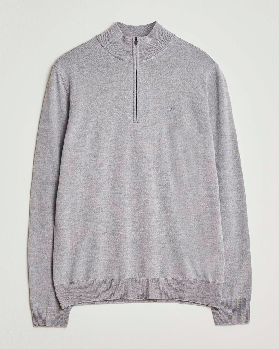 Men | Sweaters & Knitwear | J.Lindeberg | Kiyan Merino Half Zip Medium Grey Melange