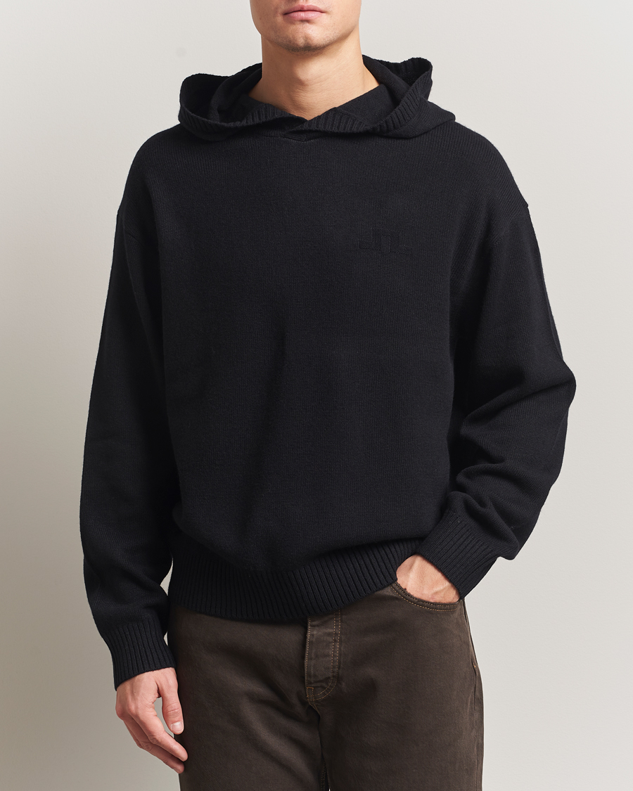 Men | Sweaters & Knitwear | J.Lindeberg | Edward Wool Knitted Hoodie Black