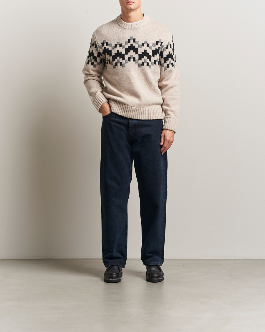Men | Sweaters & Knitwear | J.Lindeberg | Faris Wool Knitted Fairisle Sweater Moonbeam