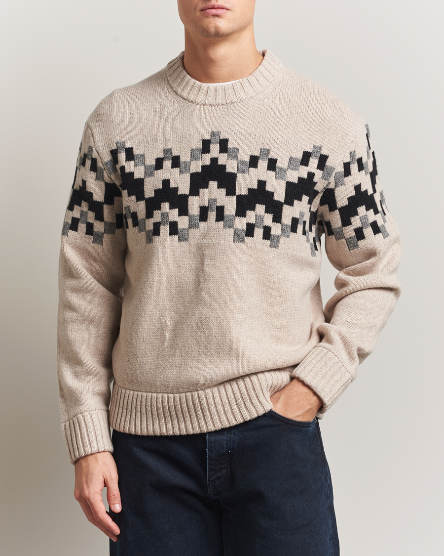 Men | Sweaters & Knitwear | J.Lindeberg | Faris Wool Knitted Fairisle Sweater Moonbeam