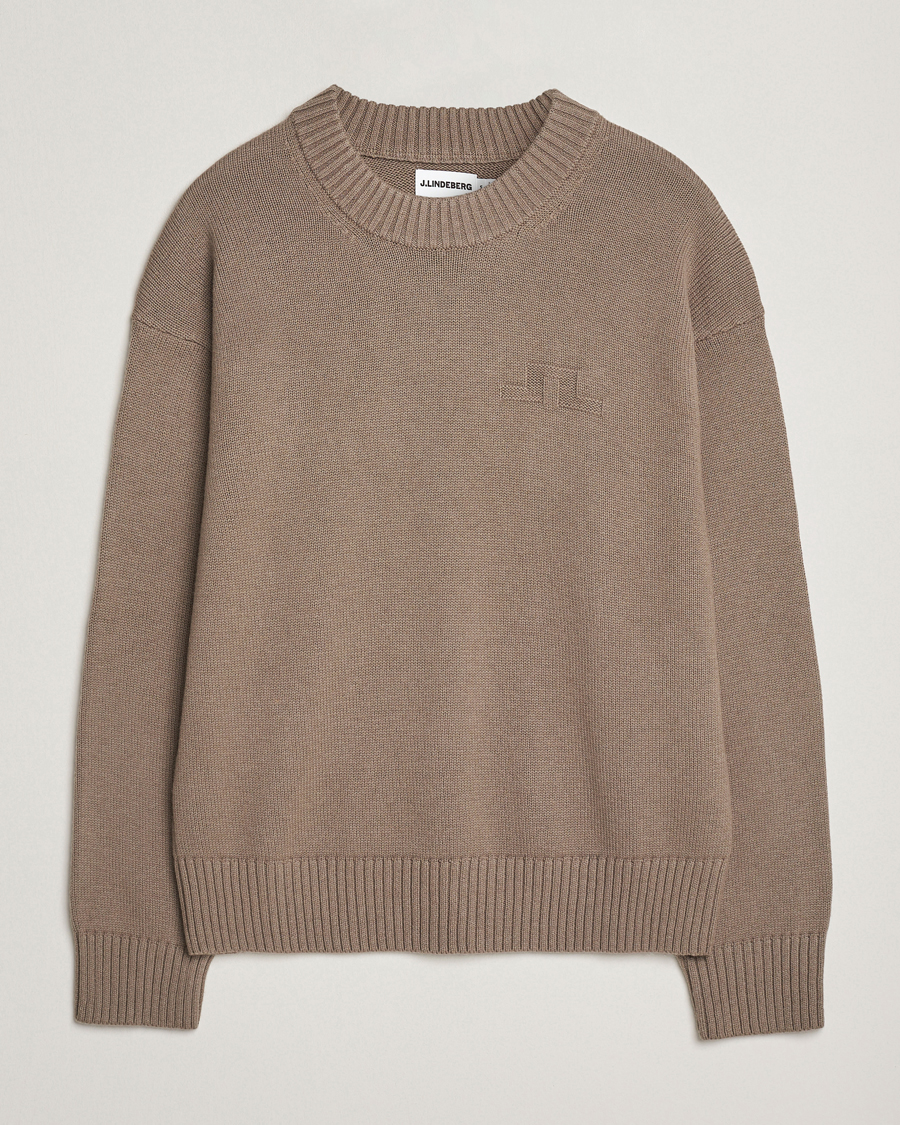 Men | Sweaters & Knitwear | J.Lindeberg | Eddy Wool/Cotton Knitted Sweater Brindle