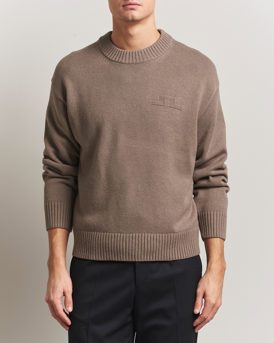 Men | Sweaters & Knitwear | J.Lindeberg | Eddy Wool/Cotton Knitted Sweater Brindle