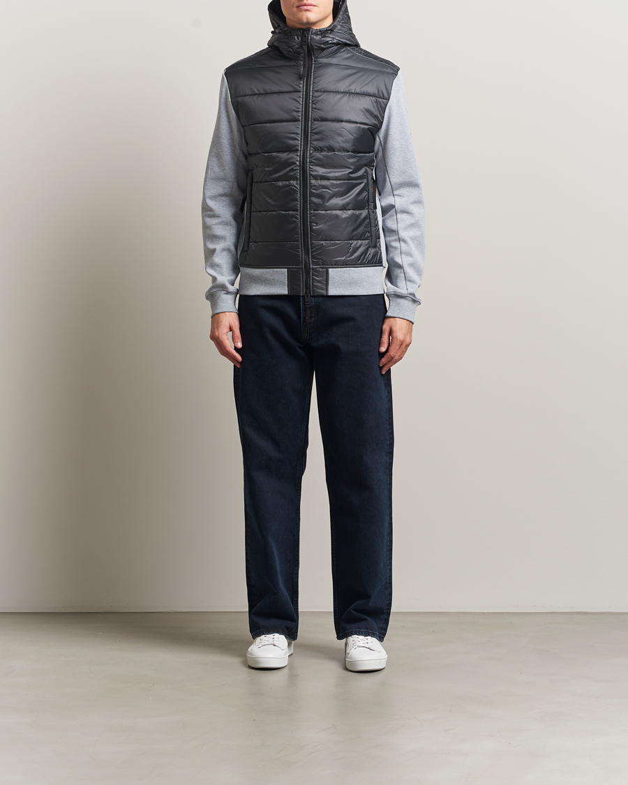 Men | Coats & Jackets | J.Lindeberg | Seth Hybrid Hooded Full Zip Medium Grey Melange