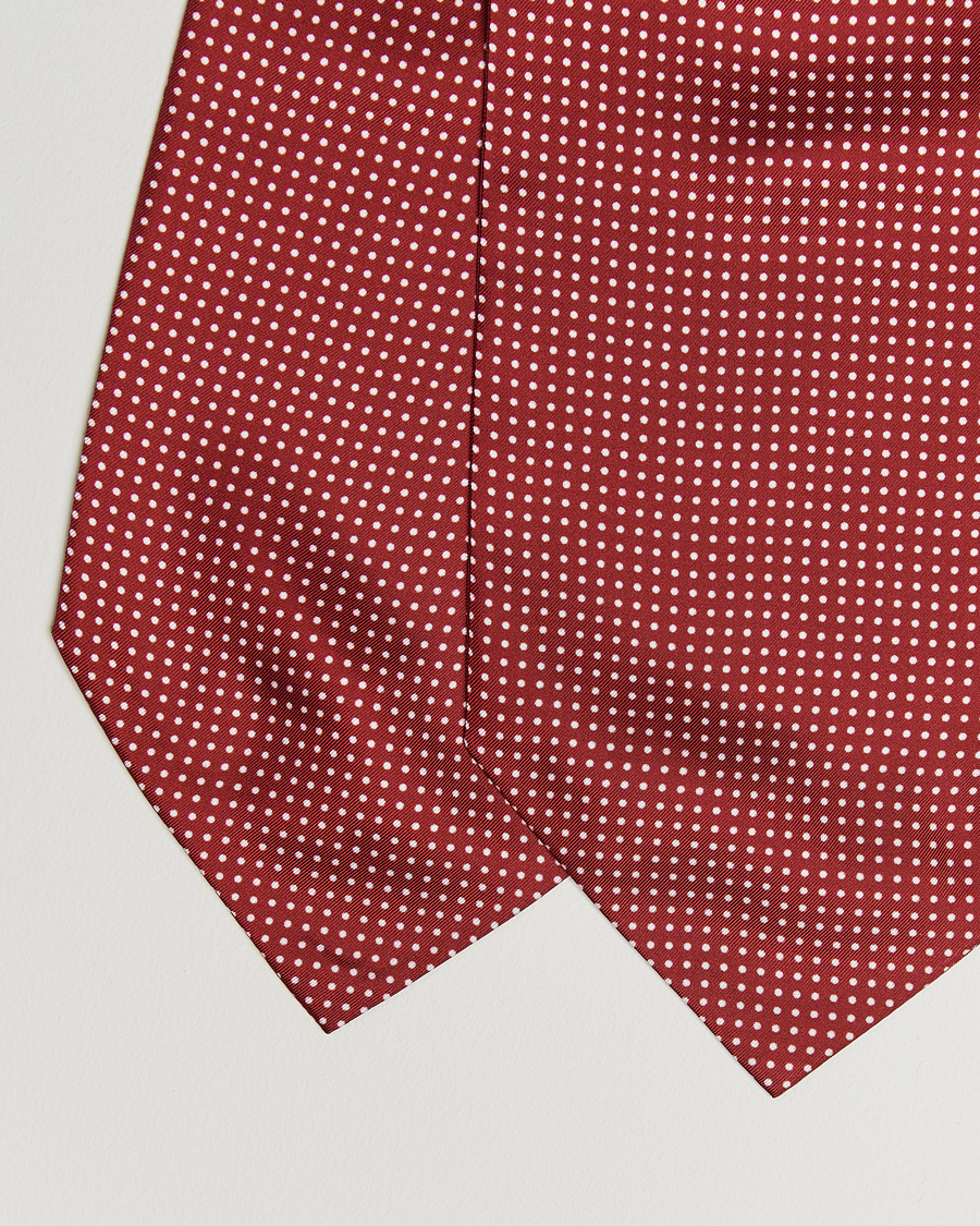 Men | Dress Scarves | Amanda Christensen | Silk Twill Micro Dot Ascot Wine Red