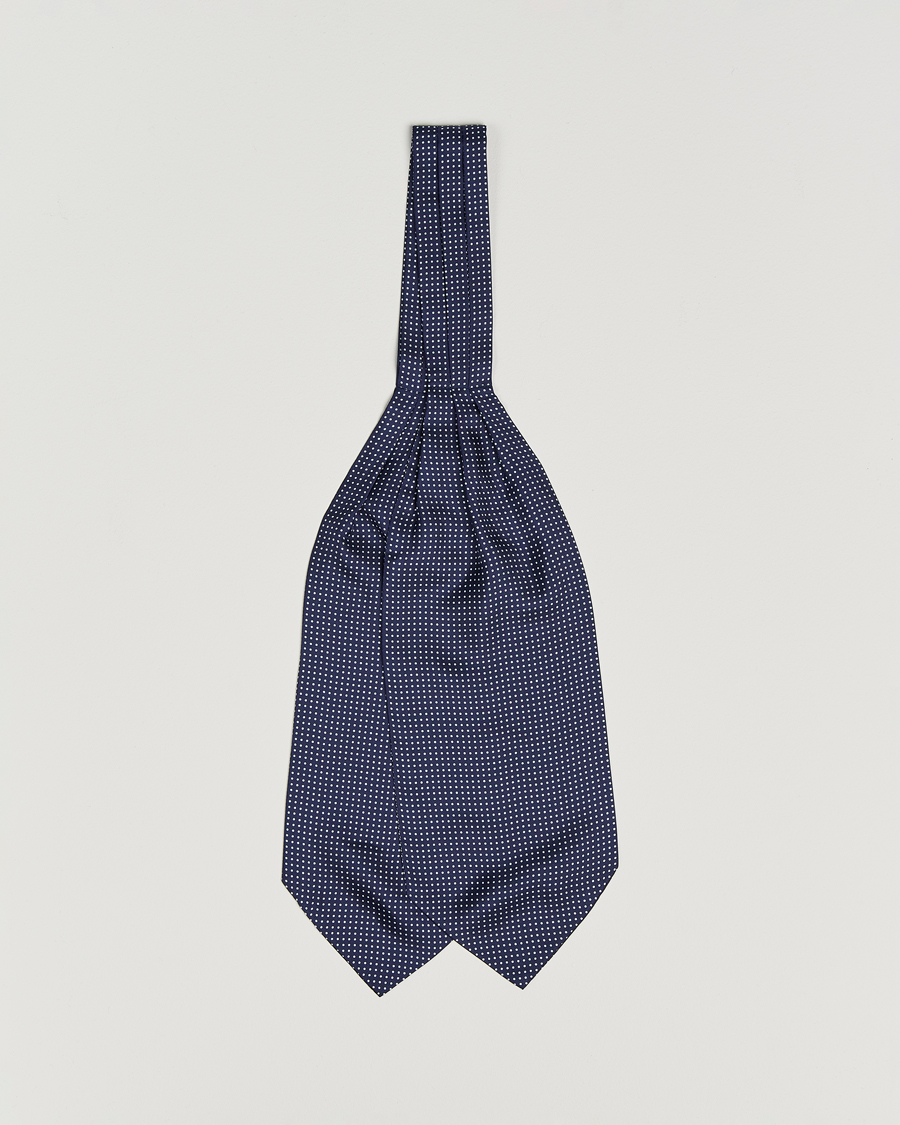 Men | Dress Scarves | Amanda Christensen | Silk Twill Micro Dot Ascot Navy