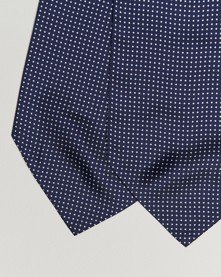 Men | Dress Scarves | Amanda Christensen | Silk Twill Micro Dot Ascot Navy