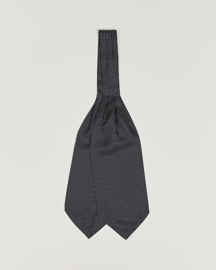 Men | Dress Scarves | Amanda Christensen | Silk Twill Micro Dot Ascot Black