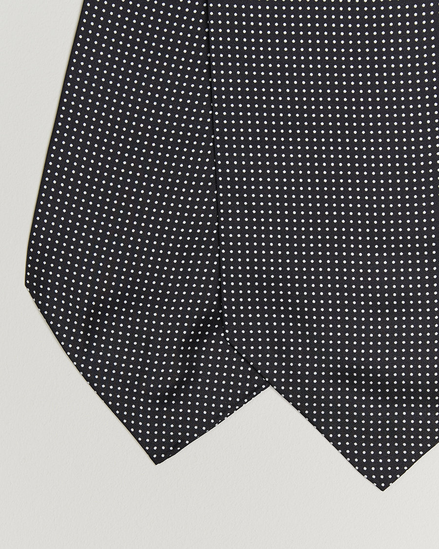 Men | Dress Scarves | Amanda Christensen | Silk Twill Micro Dot Ascot Black