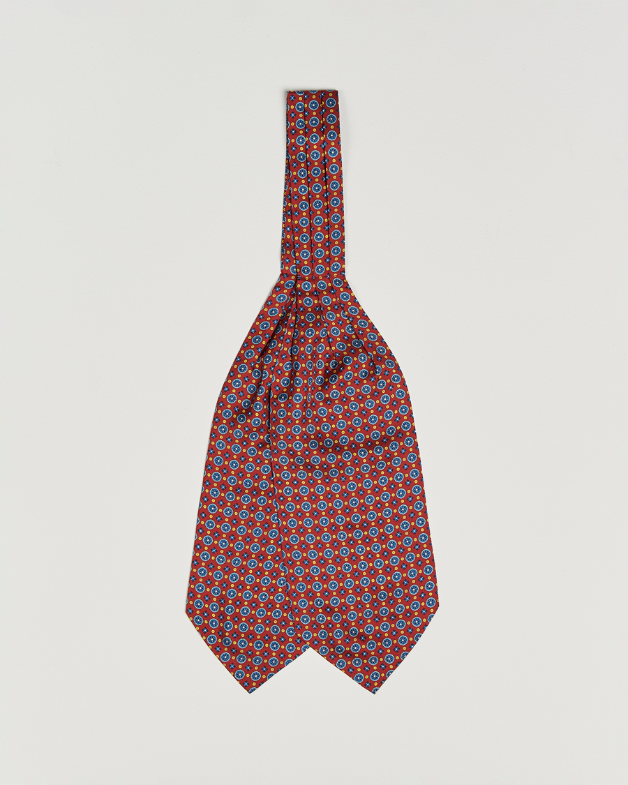 Men | Dress Scarves | Amanda Christensen | Silk Twill Medallion Ascot Wine Red