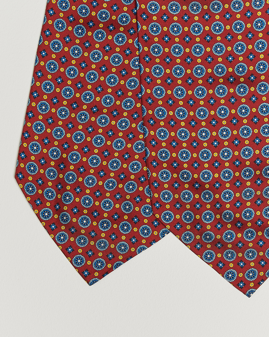 Men | Dress Scarves | Amanda Christensen | Silk Twill Medallion Ascot Wine Red