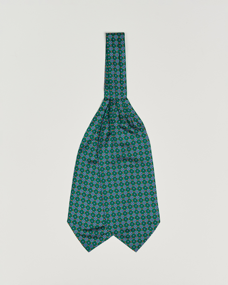 Men | Dress Scarves | Amanda Christensen | Silk Twill Medallion Ascot Bottle Green