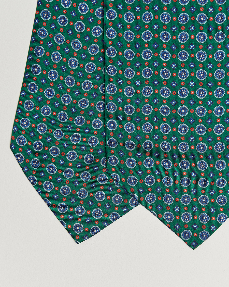 Men | Dress Scarves | Amanda Christensen | Silk Twill Medallion Ascot Bottle Green