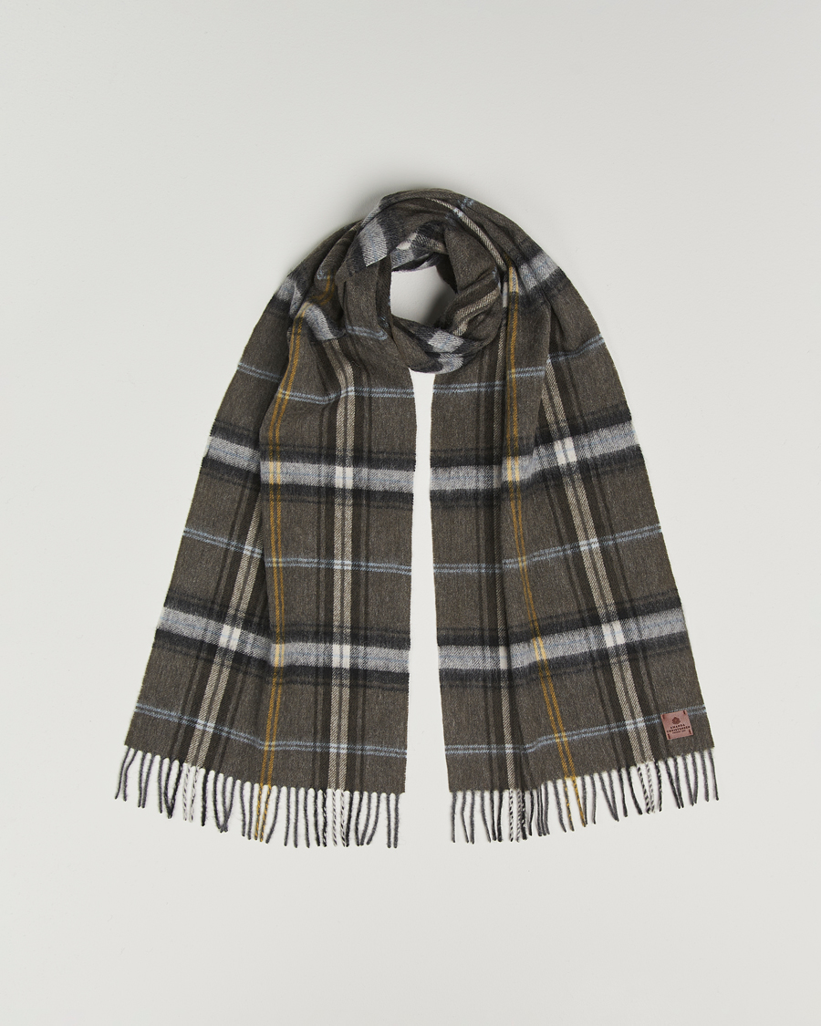 Men | Scarves | Amanda Christensen | Wool Checked Scarf Olive