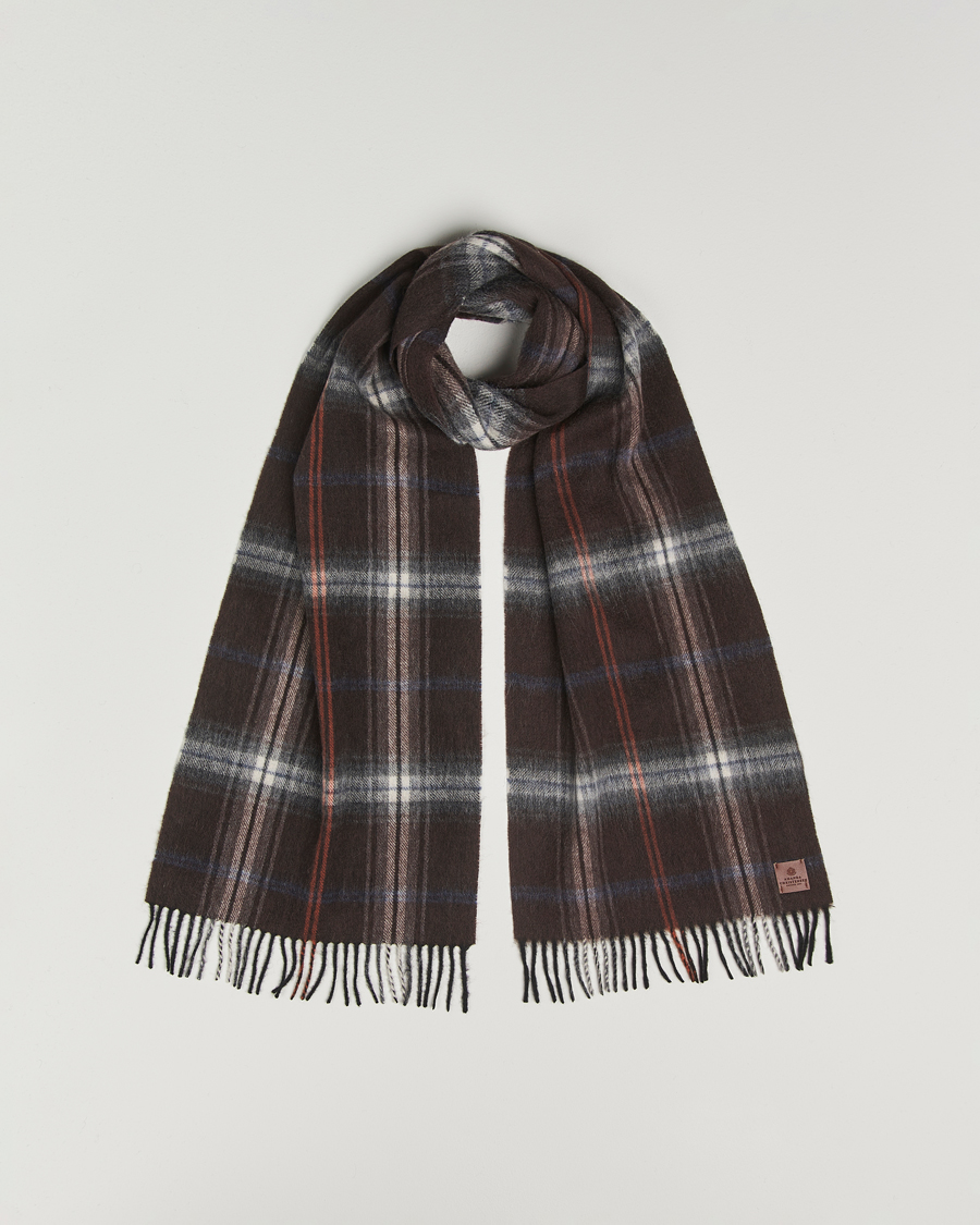 Men | Amanda Christensen Wool Checked Scarf Brown | Amanda Christensen | Wool Checked Scarf Brown