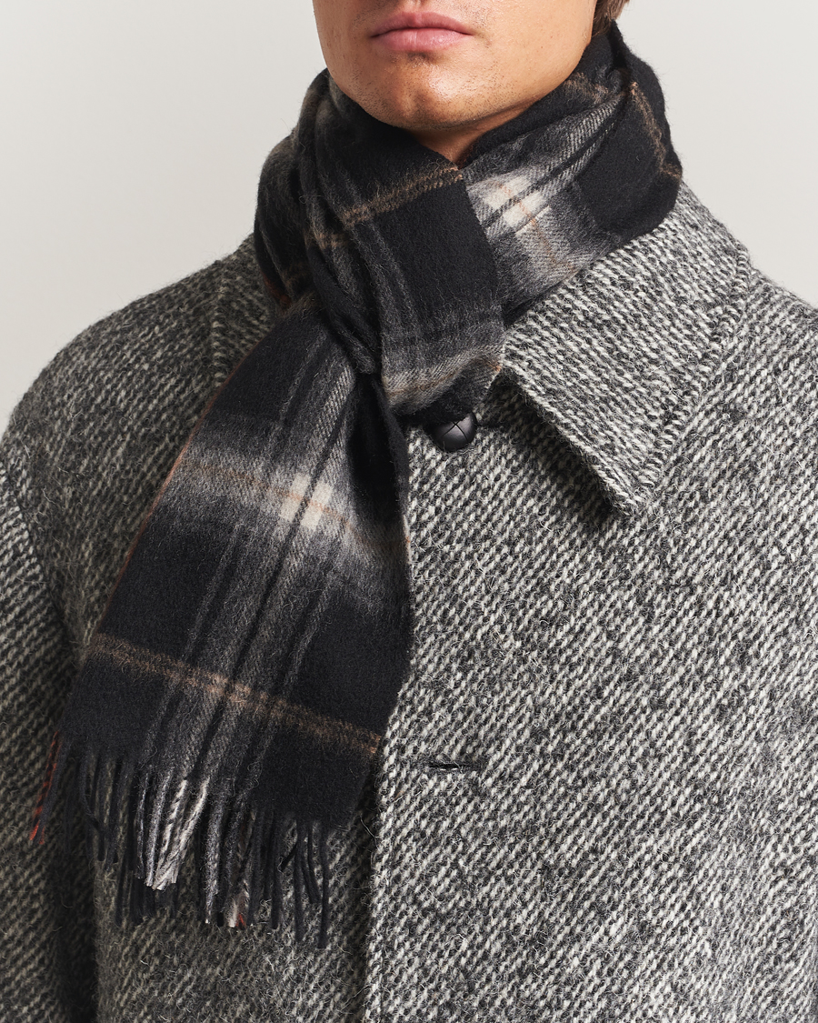 Men | Scarves | Amanda Christensen | Wool Checked Scarf Black