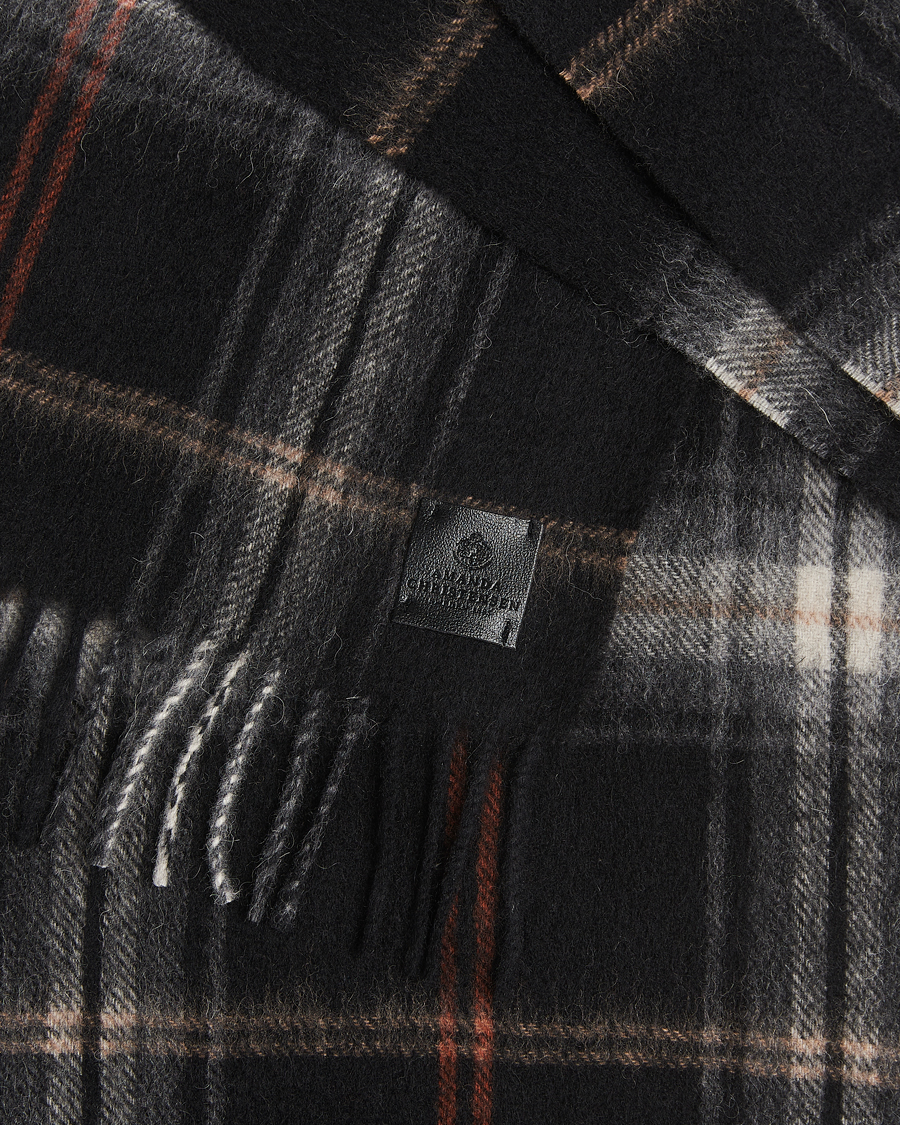 Men | Amanda Christensen Wool Checked Scarf Black | Amanda Christensen | Wool Checked Scarf Black