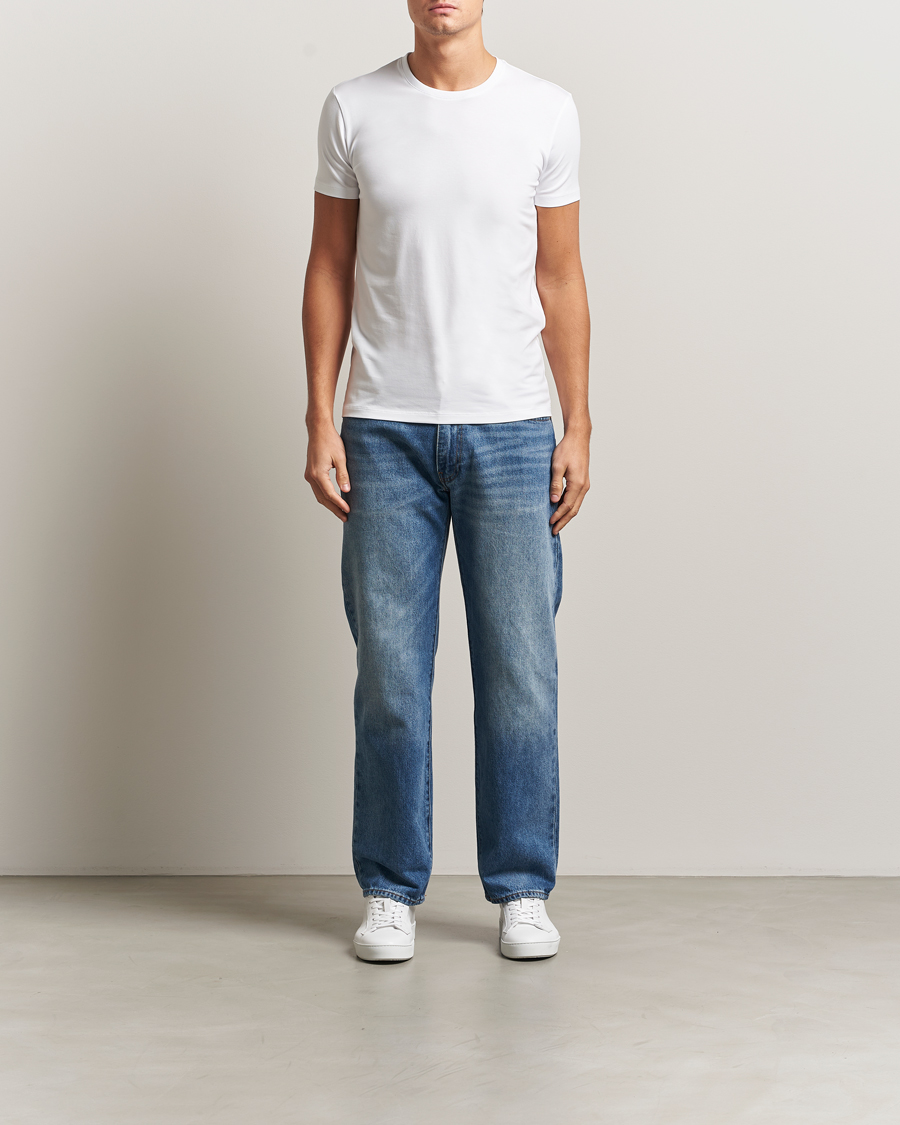 Men | T-Shirts | Falke | 2-Pack Cotton Crew Neck T-Shirt White