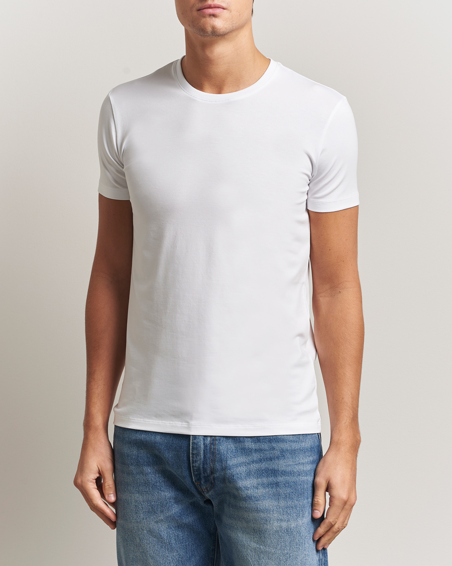 Men | T-Shirts | Falke | 2-Pack Cotton Crew Neck T-Shirt White