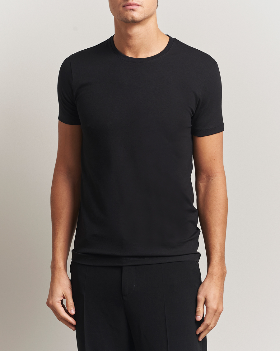 Men | T-Shirts | Falke | 2-Pack Cotton Crew Neck T-Shirt Black