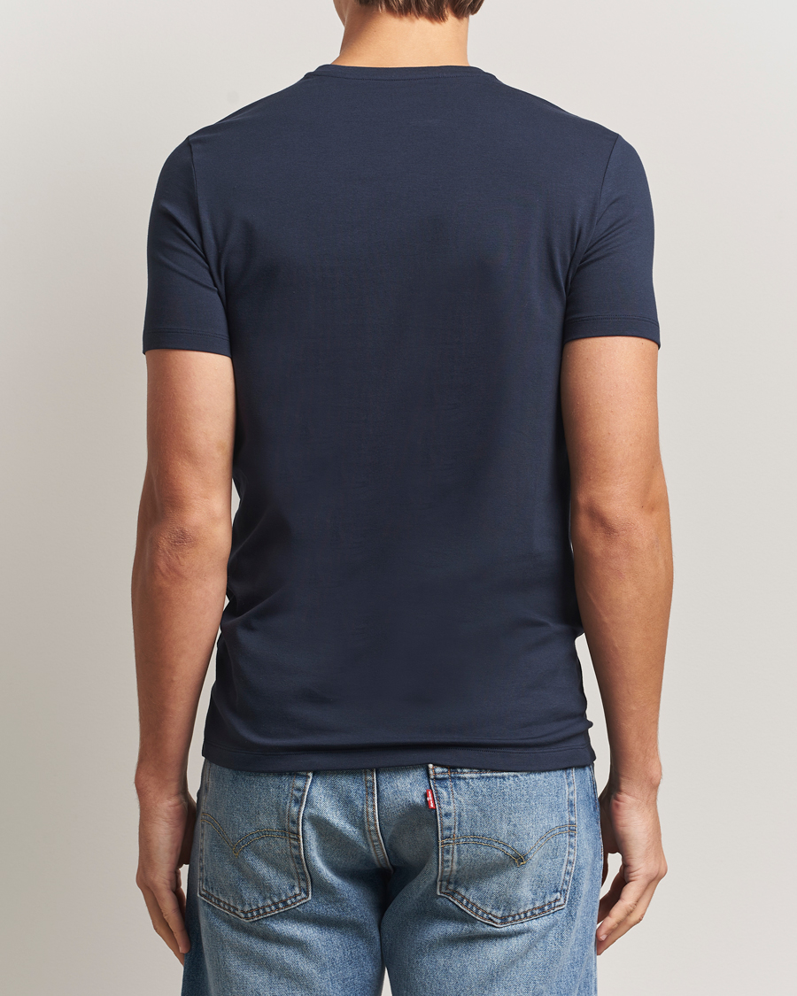 Men | T-Shirts | Falke | 2-Pack Cotton V-Neck T-Shirt Midnight