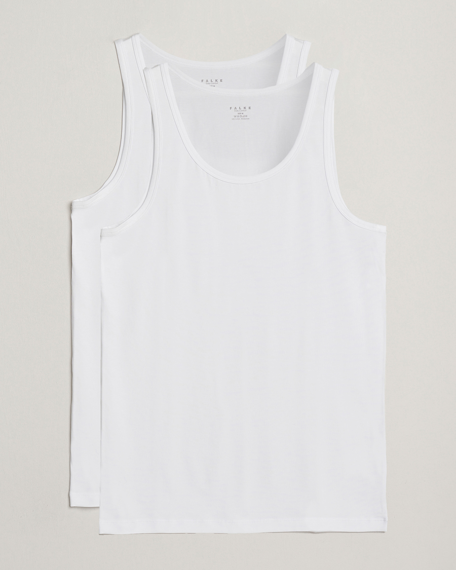 Men | T-Shirts | Falke | 2-Pack Cotton Tank Top White