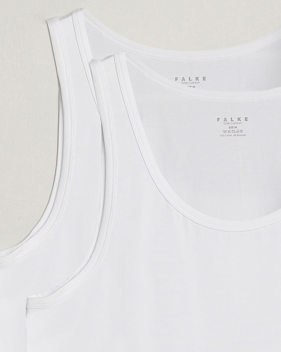 Men | T-Shirts | Falke | 2-Pack Cotton Tank Top White