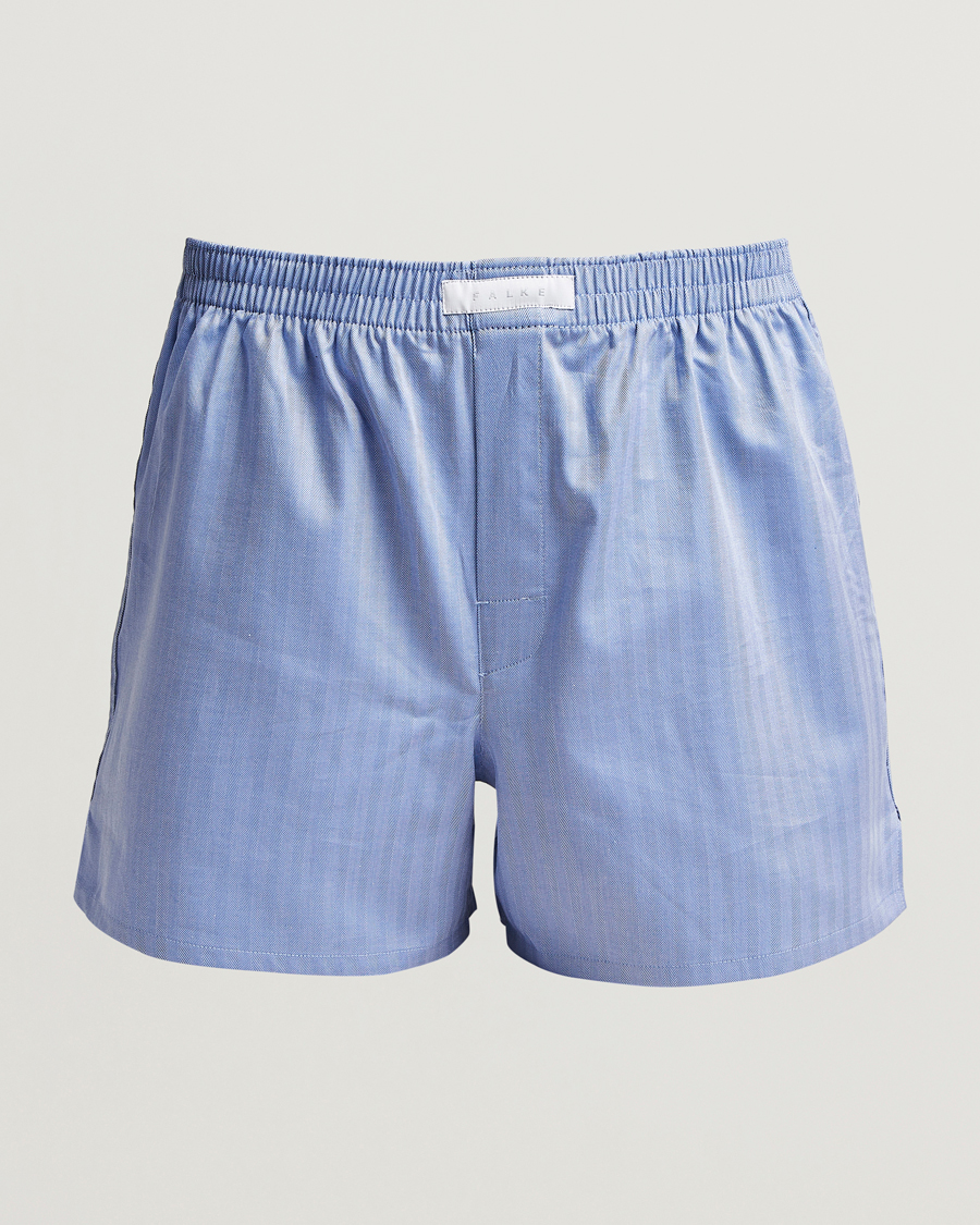 Men | Underwear & Socks | Falke | Cotton Woven Boxer Shorts Ocean Blue