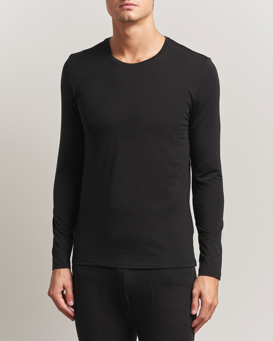 Men | T-Shirts | Falke | Clima Wool Wool Long Sleeve T-Shirt Black