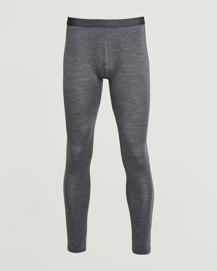 Men | Underwear & Socks | Falke | Clima Wool Long Tights Dark Grey Heather