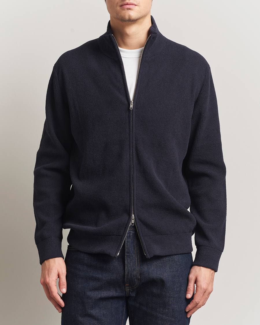 Men | Sweaters & Knitwear | NN07 | Danny Rib Knitted Full Zip Navy Blue