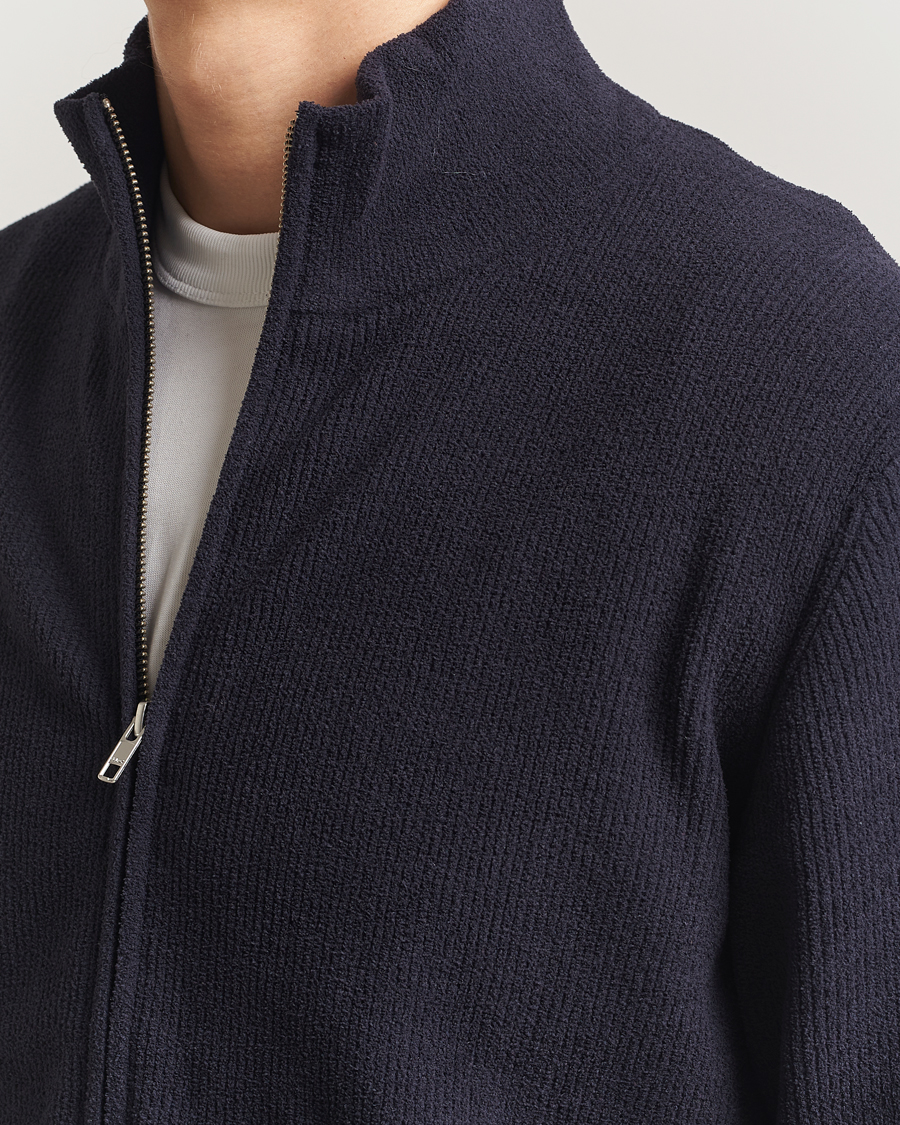 Men | Sweaters & Knitwear | NN07 | Danny Rib Knitted Full Zip Navy Blue