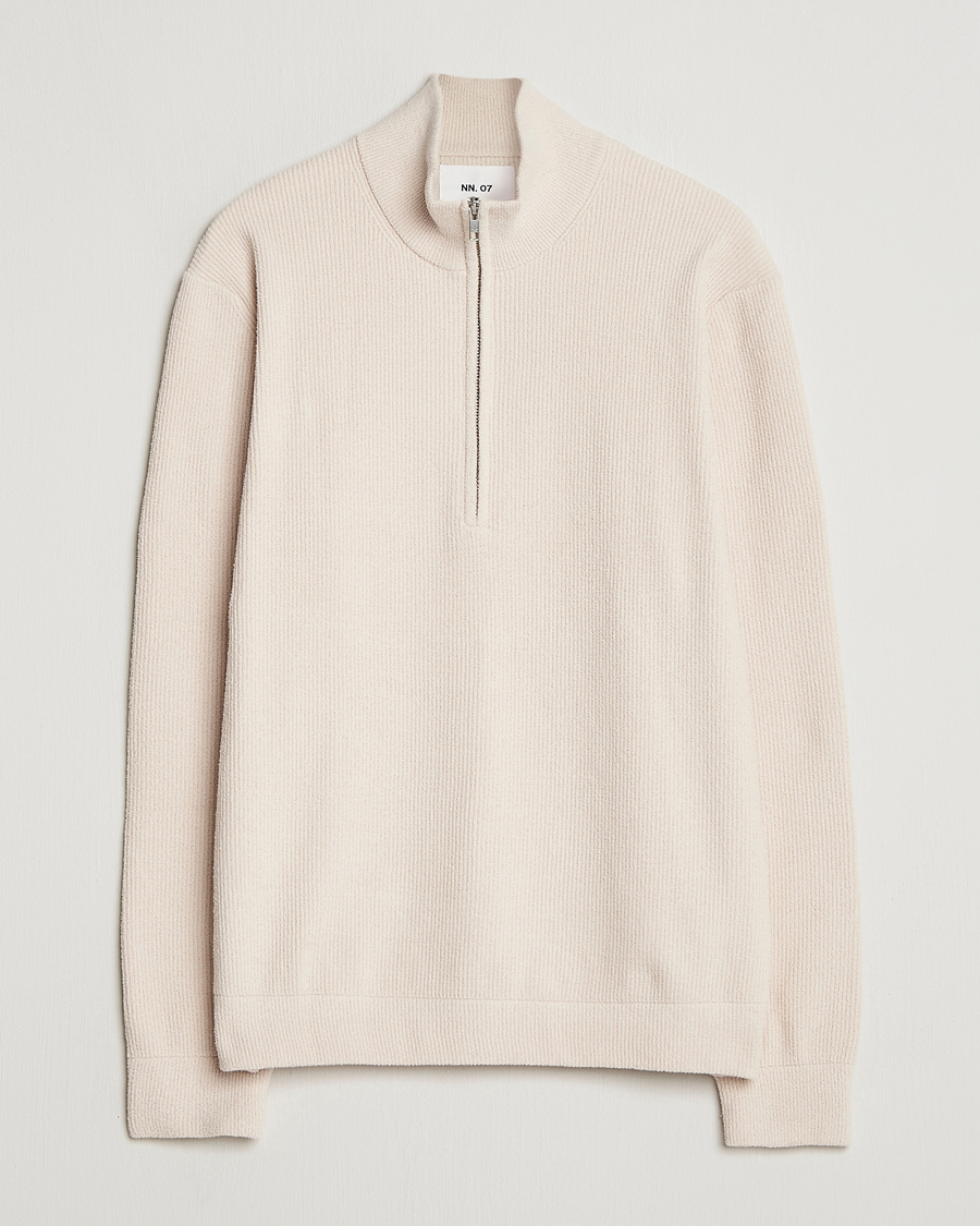 Men | Sweaters & Knitwear | NN07 | Danny Rib Knitted Half Zip Ivory