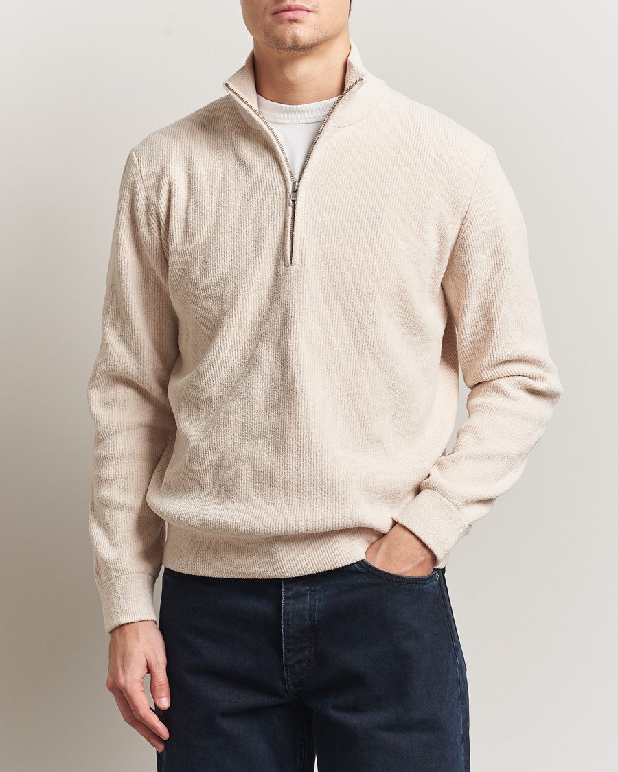 Men | Sweaters & Knitwear | NN07 | Danny Rib Knitted Half Zip Ivory