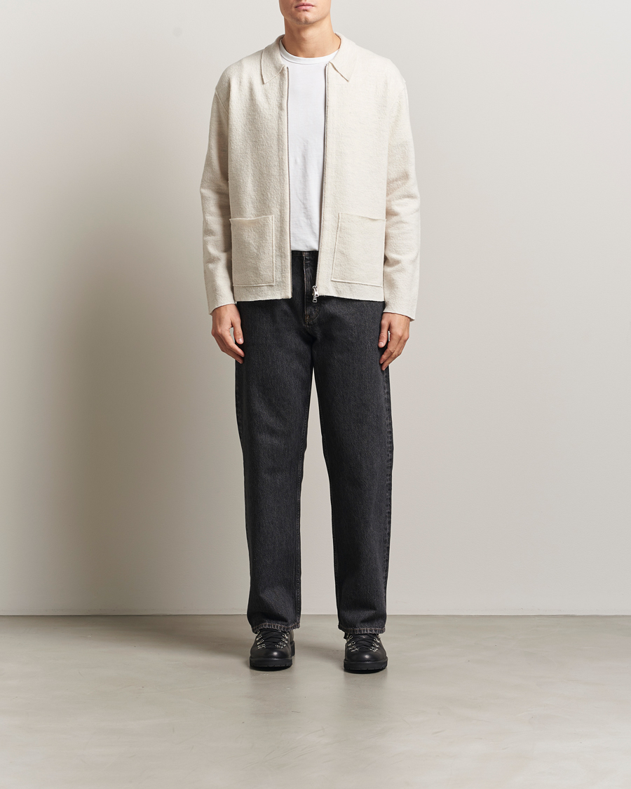 Men | Sweaters & Knitwear | NN07 | Jonas Boiled Wool Full Zip Ivory