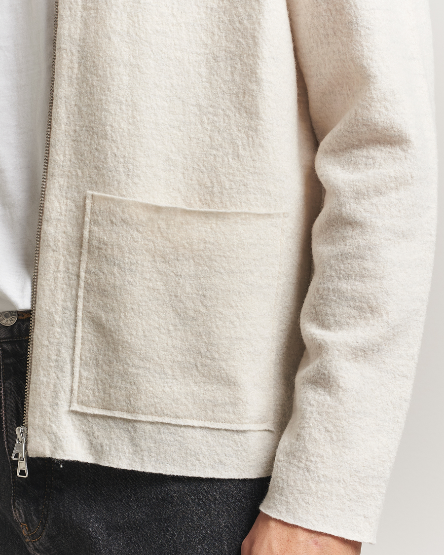 Men | Sweaters & Knitwear | NN07 | Jonas Boiled Wool Full Zip Ivory