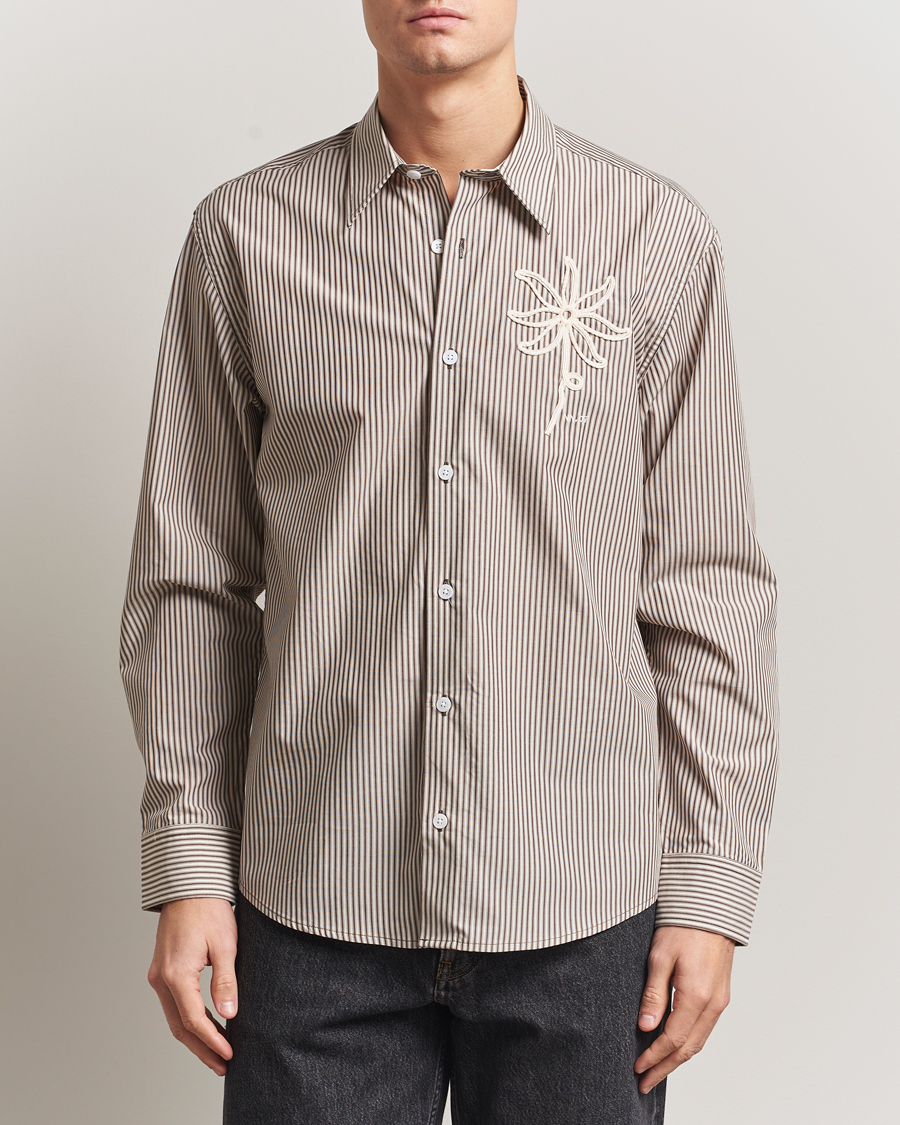 Men | Shirts | NN07 | Quinsy Striped Embroidered Shirt Brown
