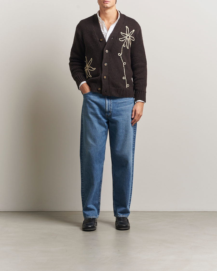 Men | Sweaters & Knitwear | NN07 | Mika Knitted Flower Cardigan Dusky Port