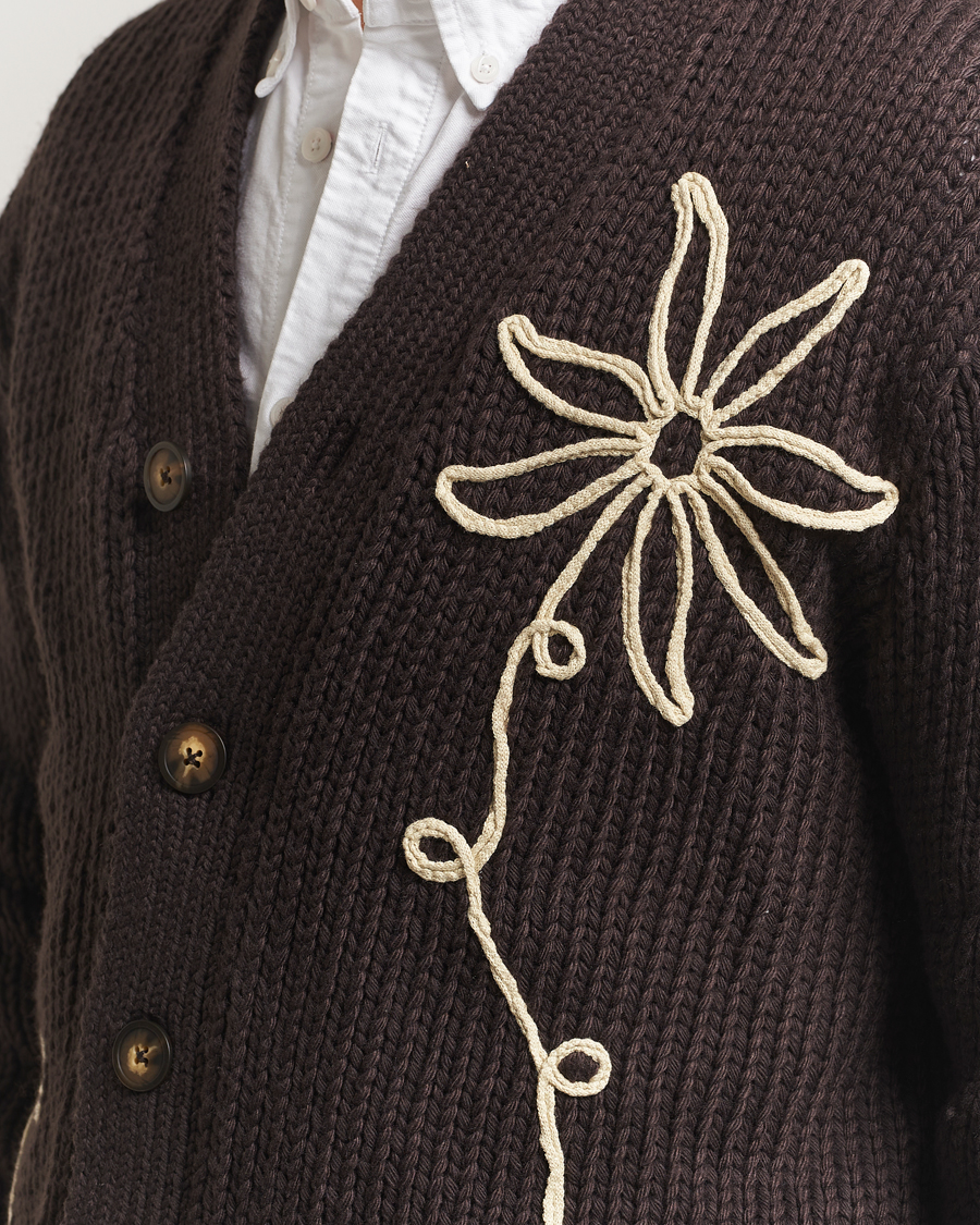 Men | Sweaters & Knitwear | NN07 | Mika Knitted Flower Cardigan Dusky Port