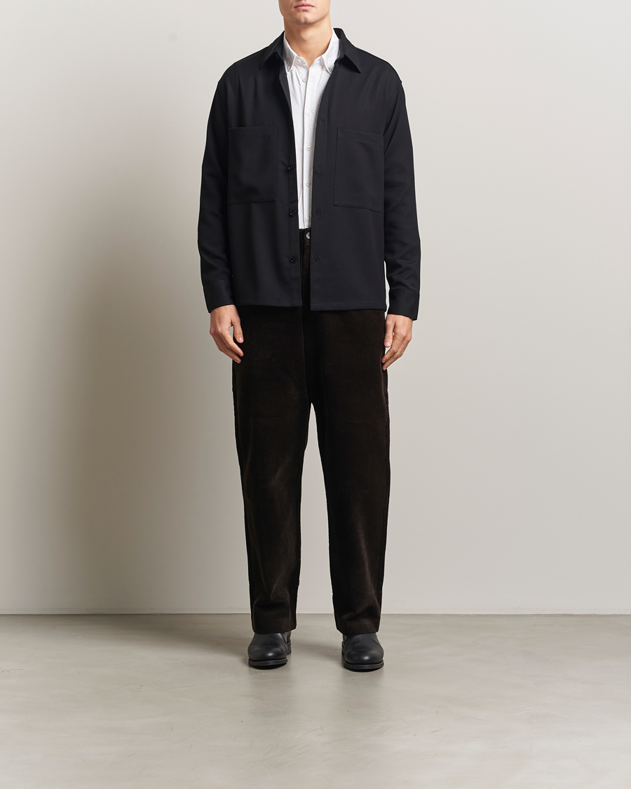 Men | Shirts | NN07 | Freddy Wool/Tencel Overshirt Black