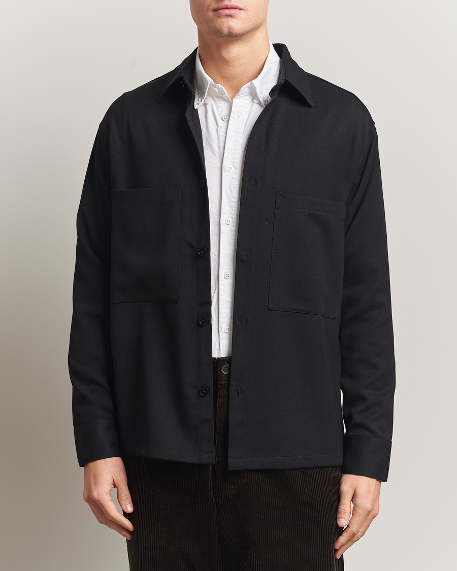 Men | Shirts | NN07 | Freddy Wool/Tencel Overshirt Black