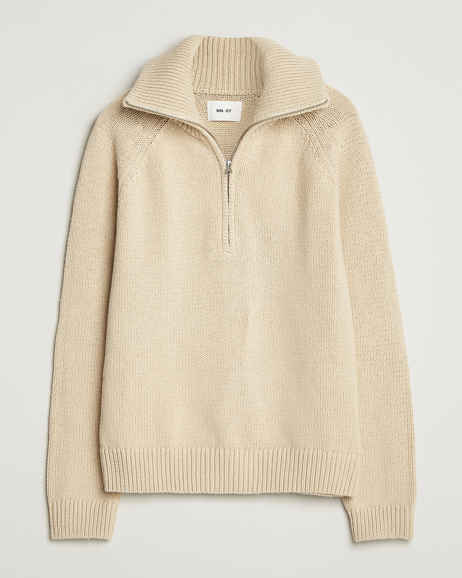 Men | Sweaters & Knitwear | NN07 | Tristan Heavy Knitted Half Zip Ecru