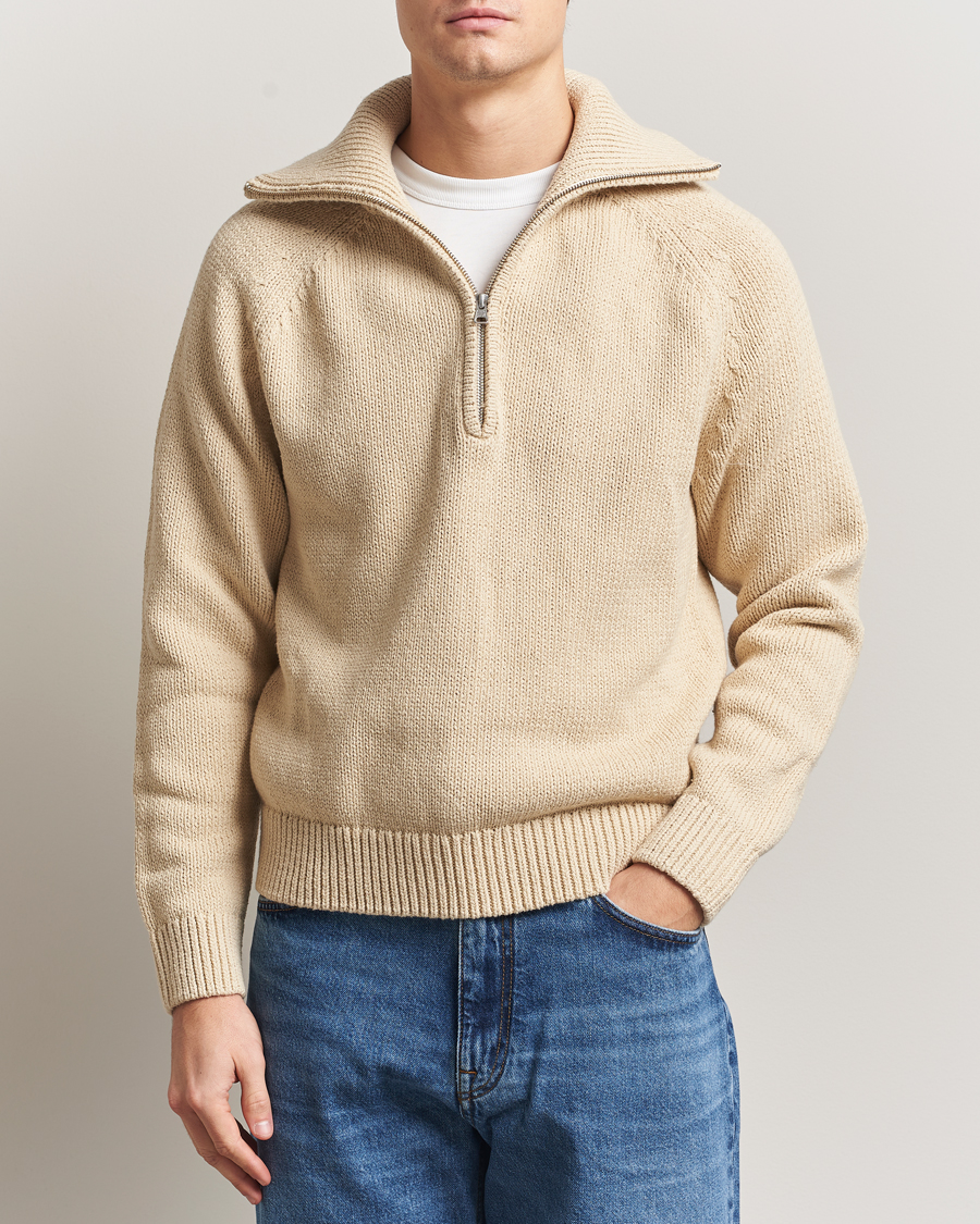 Men | Sweaters & Knitwear | NN07 | Tristan Heavy Knitted Half Zip Ecru