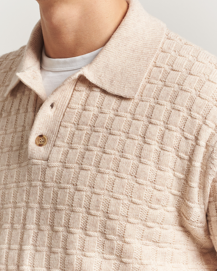 Men | Sweaters & Knitwear | LES DEUX | Gustav Structured Polo Knit Light Sand Melange