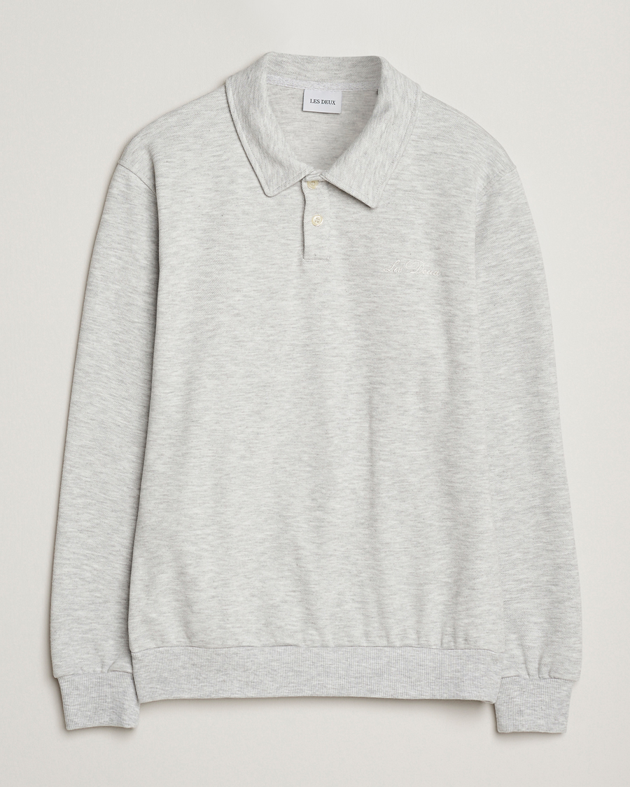 Men | Sweaters & Knitwear | LES DEUX | Ben Polo Pique Sweatshirt Snow Melange