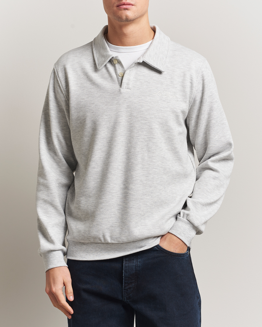 Men | Sweaters & Knitwear | LES DEUX | Ben Polo Pique Sweatshirt Snow Melange