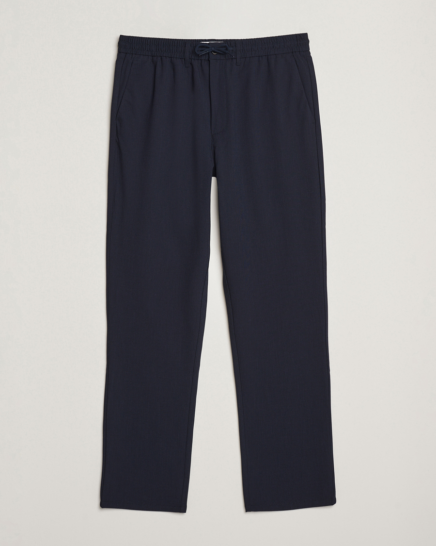 Men | Trousers | LES DEUX | Como Tapered Textured Pants Dark Navy Blue