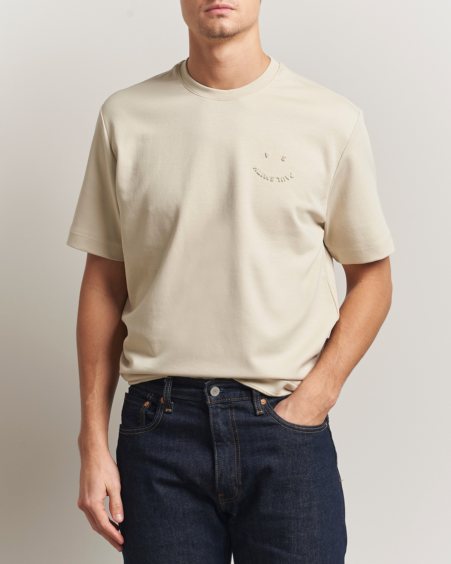 Men | T-Shirts | PS Paul Smith | Casual Fit Happy T-Shirt Ecru