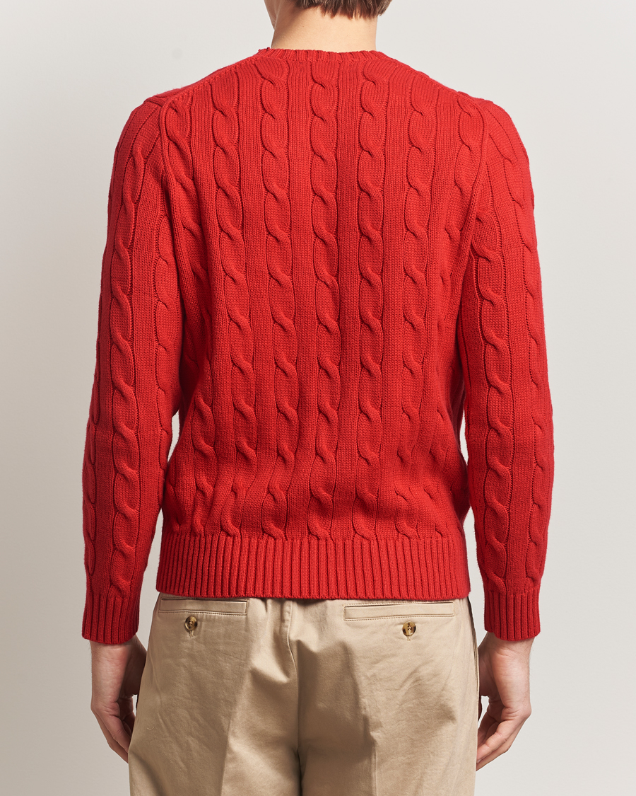 Men | Sweaters & Knitwear | Polo Ralph Lauren | Cotton Cable Flag Sweater RL 2000 Red
